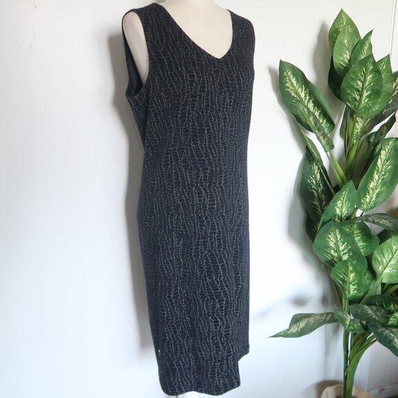 Armani Collezioni  Navy Blue & Grey Textured Stretchy Jacquard Shift Dress Italy - Picture 3 of 16